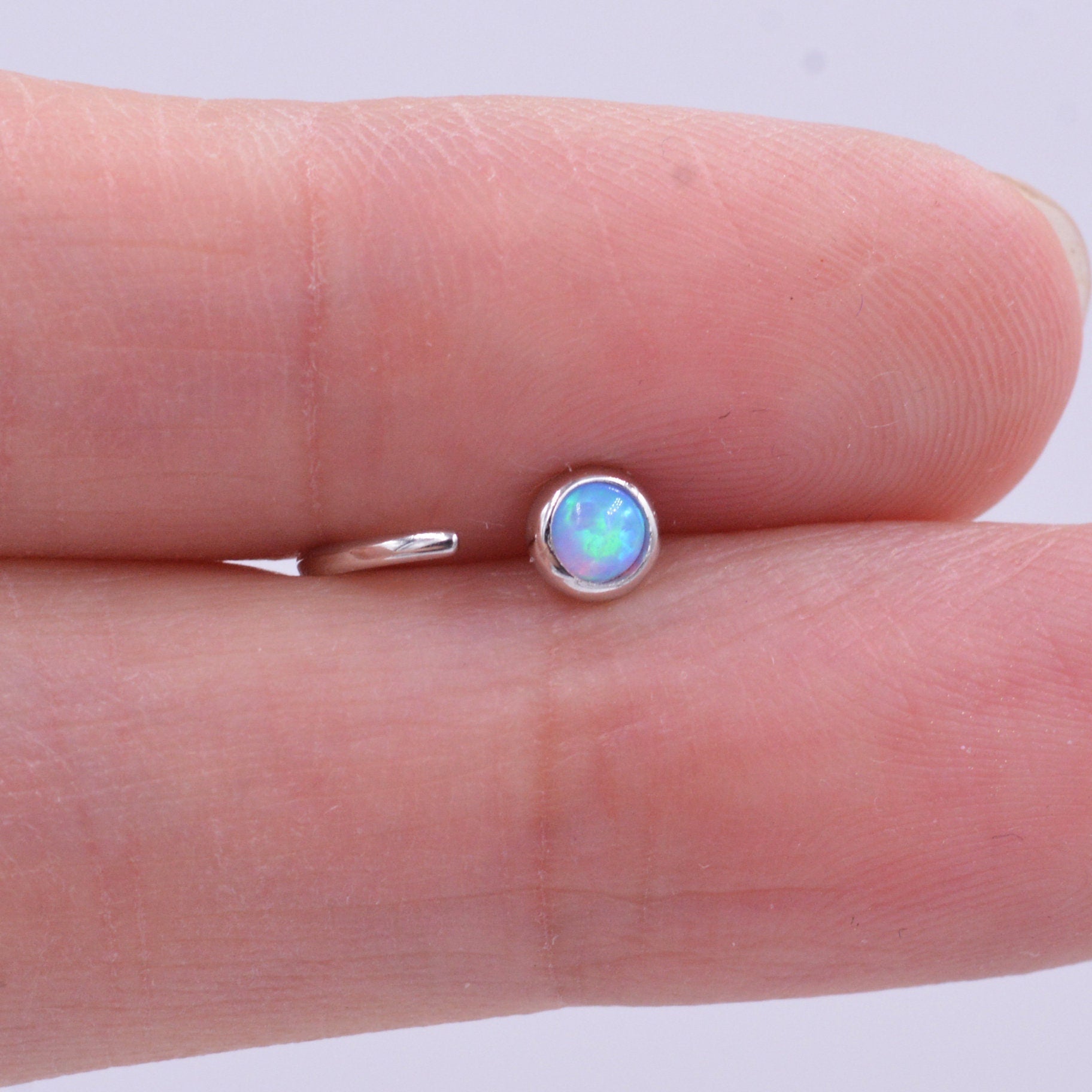 Minimalist Opal Huggie Hoop Threader Earrings in Sterling Silver, Gold or Silver, Pull Through Open Hoop Earrings, Fire Opal and Blue Opal