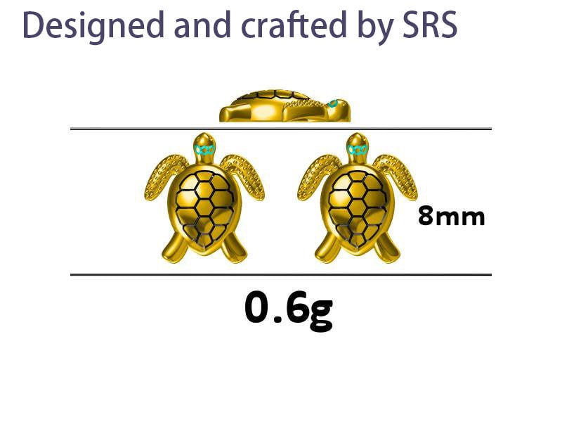 Sterling Silver Sea Turtle Stud Earrings and Necklace Set, Silver or Gold or Rose Gold, Ocean Jewellery, Gift set with one Gift Box Packing