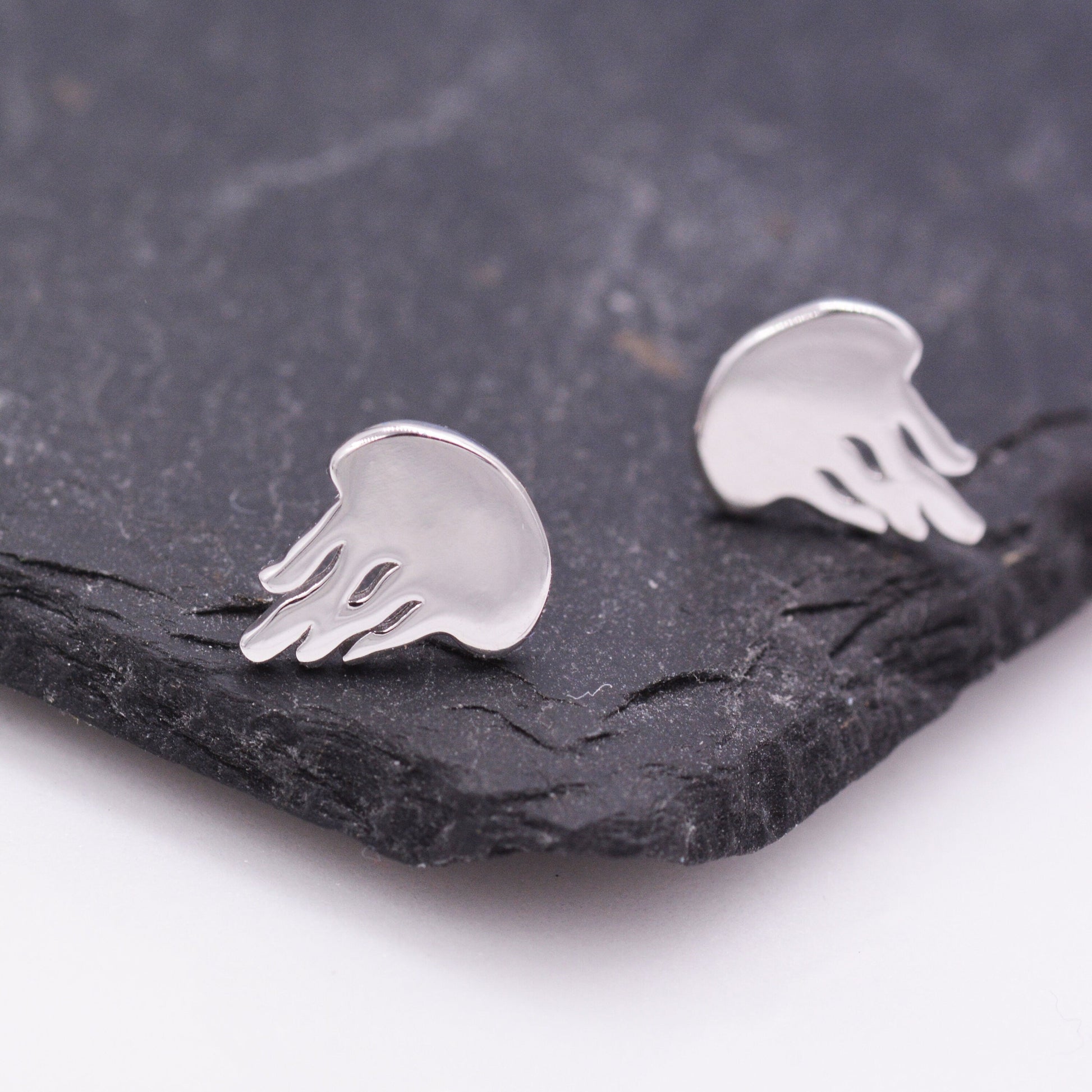 Cute Jellyfish Stud Earrings in Sterling Silver, Cute Dainty Animal Stud, Fish Earrings, Ocean Theme Jewellery