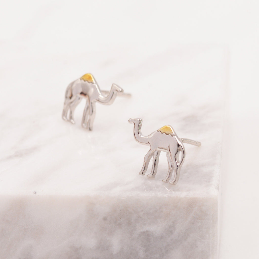 Dainty Camel Stud Earrings in Sterling Silver - Cute   Fun, Whimsical