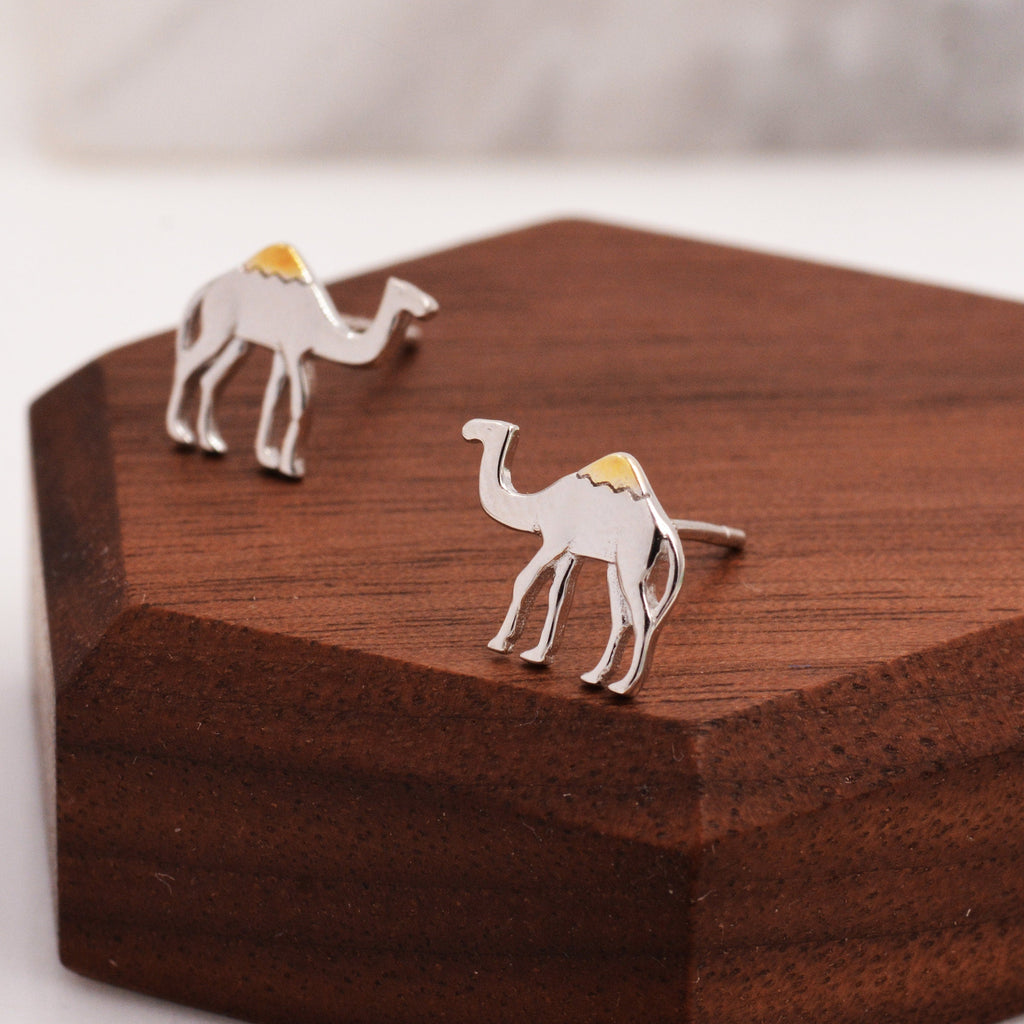 Dainty Camel Stud Earrings in Sterling Silver - Cute   Fun, Whimsical