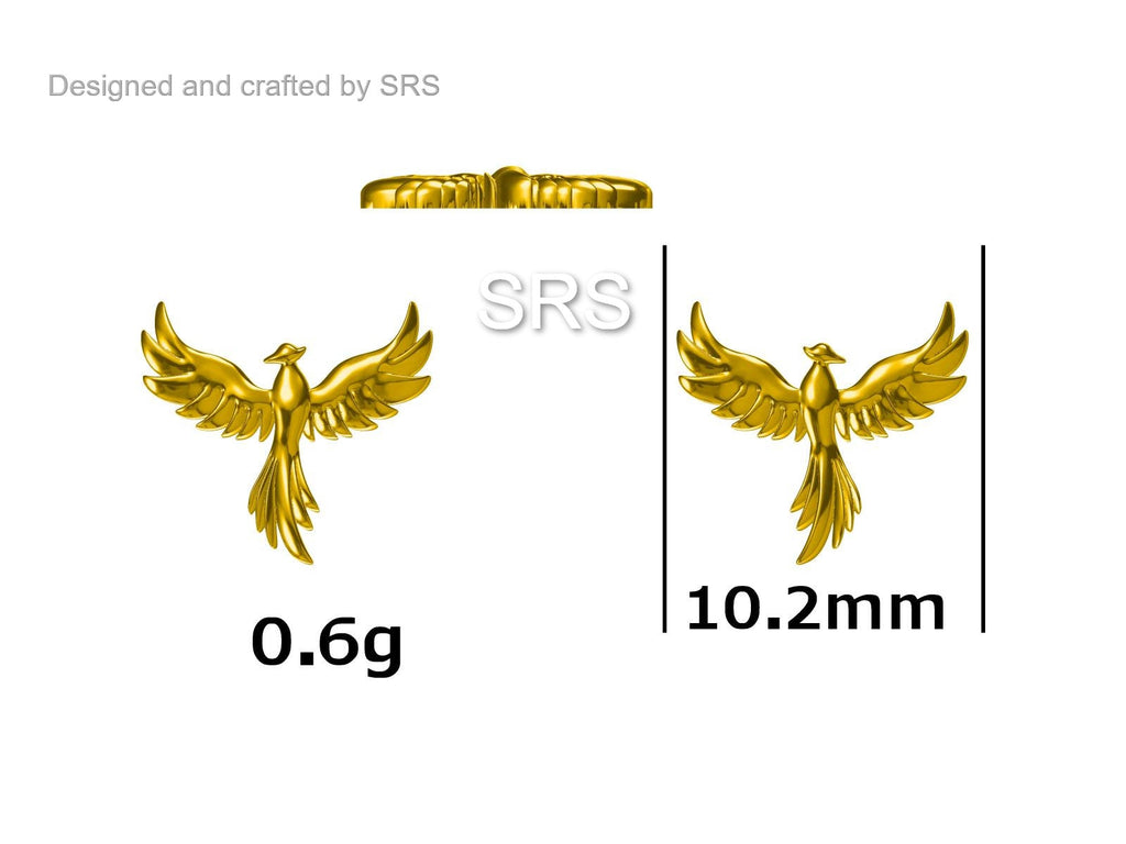 Sterling Silver Phoenix Bird Stud Earrings,  Silver, Gold or Rose Gold,  Dainty Phoenix Earrings