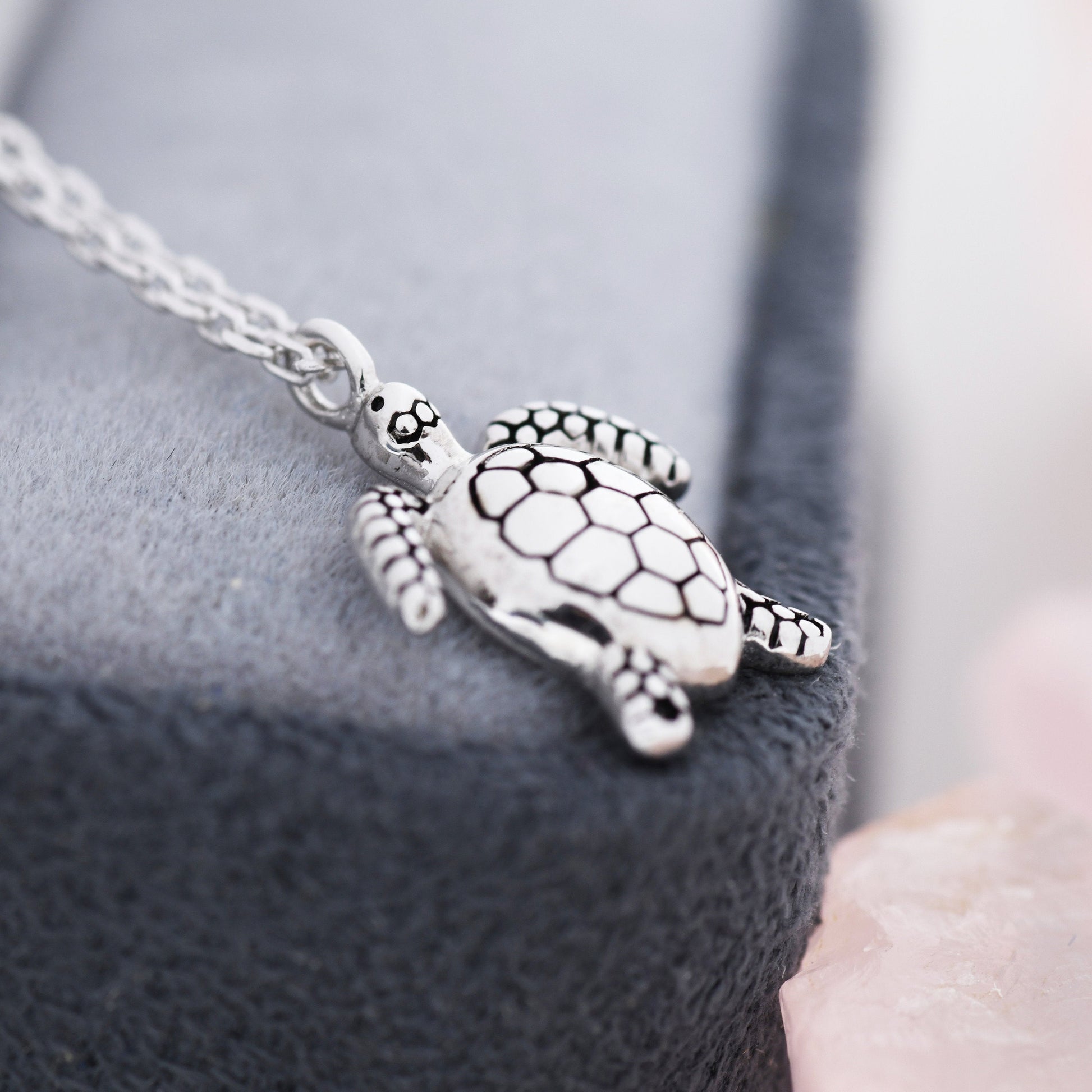 Sterling Silver Sea Turtle Stud Earrings and Necklace Set, Silver or Gold or Rose Gold, Ocean Jewellery, Gift set with one Gift Box Packing