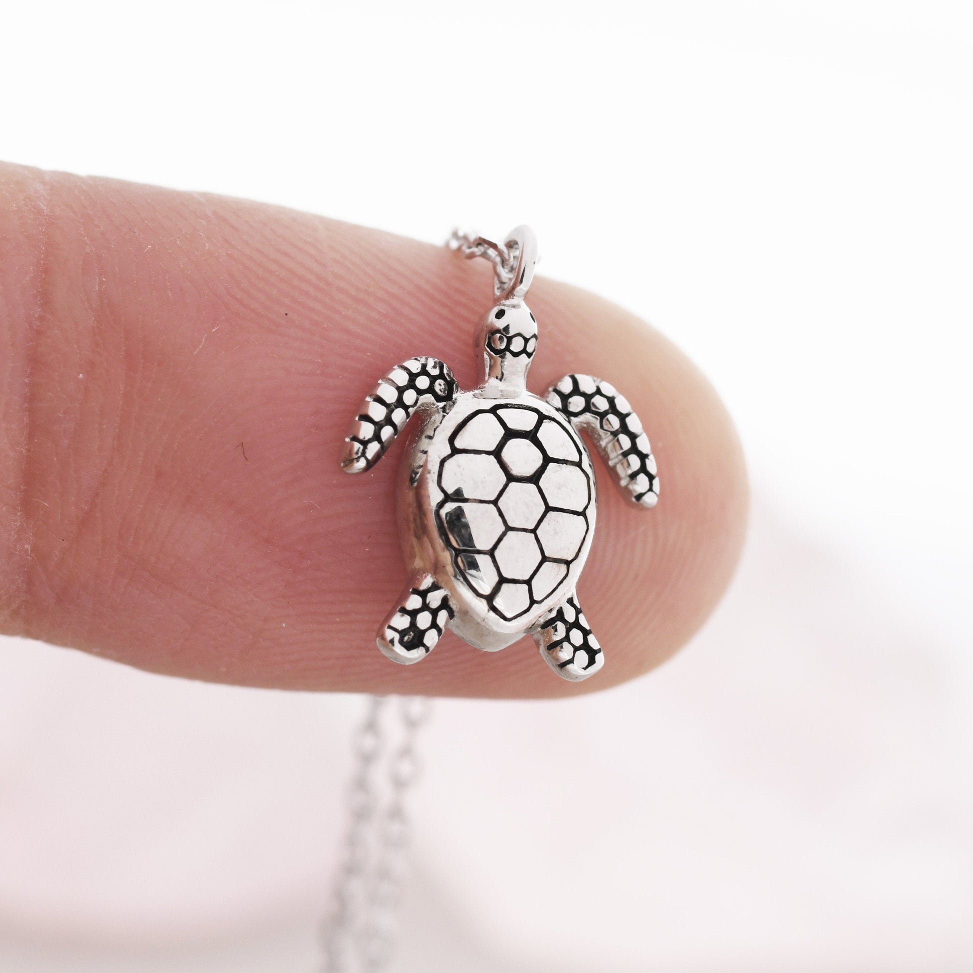 Sterling Silver Sea Turtle Stud Earrings and Necklace Set, Silver or Gold or Rose Gold, Ocean Jewellery, Gift set with one Gift Box Packing