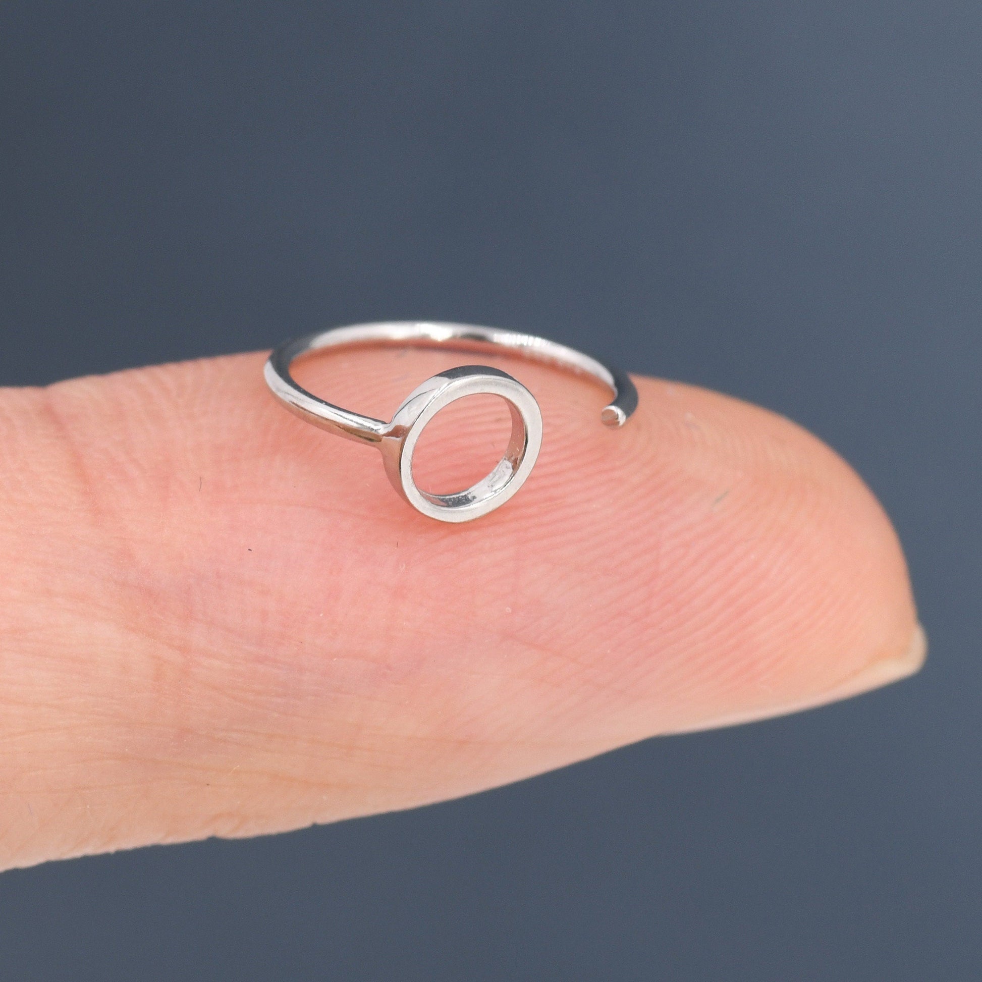 Tiny Circle Huggie Hoop Earrings in Sterling Silver, Circle Earrings, Open Hoops,  Pull-Through Threader Earrings, Half Hoop Earrings