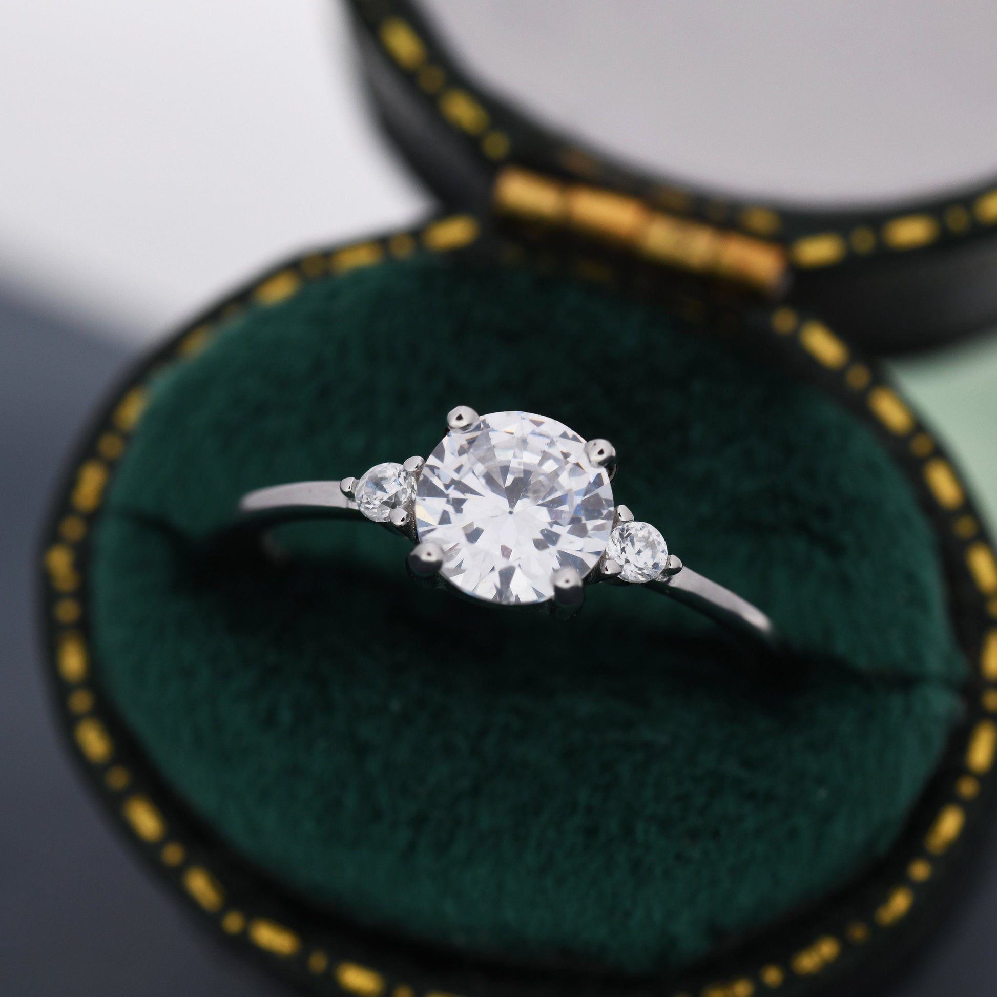 1 Carat CZ  Ring in Sterling Silver, Silver,  Gold or Rose Gold, Diamond Ring, Vintage Inspired, Engagement Ring, US 5 - 8
