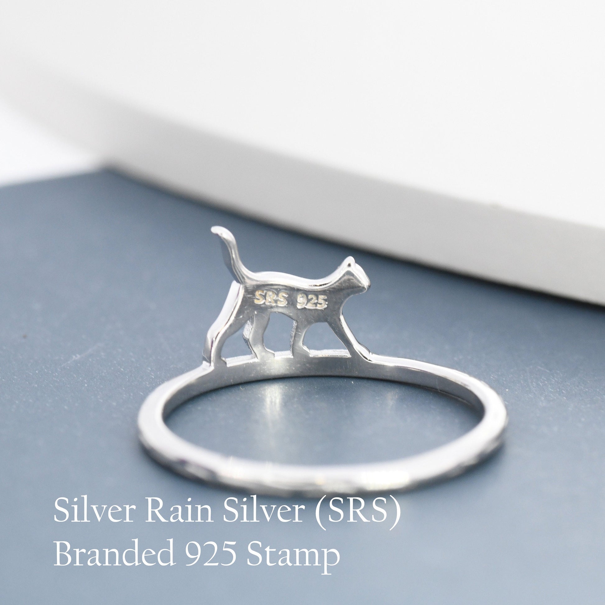 Cute Cat Ring in Sterling Silver, Cat Silhouette Ring,  Kitty Cat Ring, Cat Lover Gift  US 5 - 8,