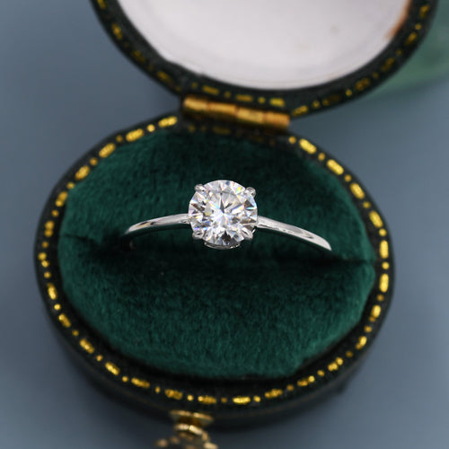 0.8 Carat Moissanite Diamond Classic Single Stone Engagement Ring in Sterling Silver, Genuine Moissanite Diamond, US 5-8