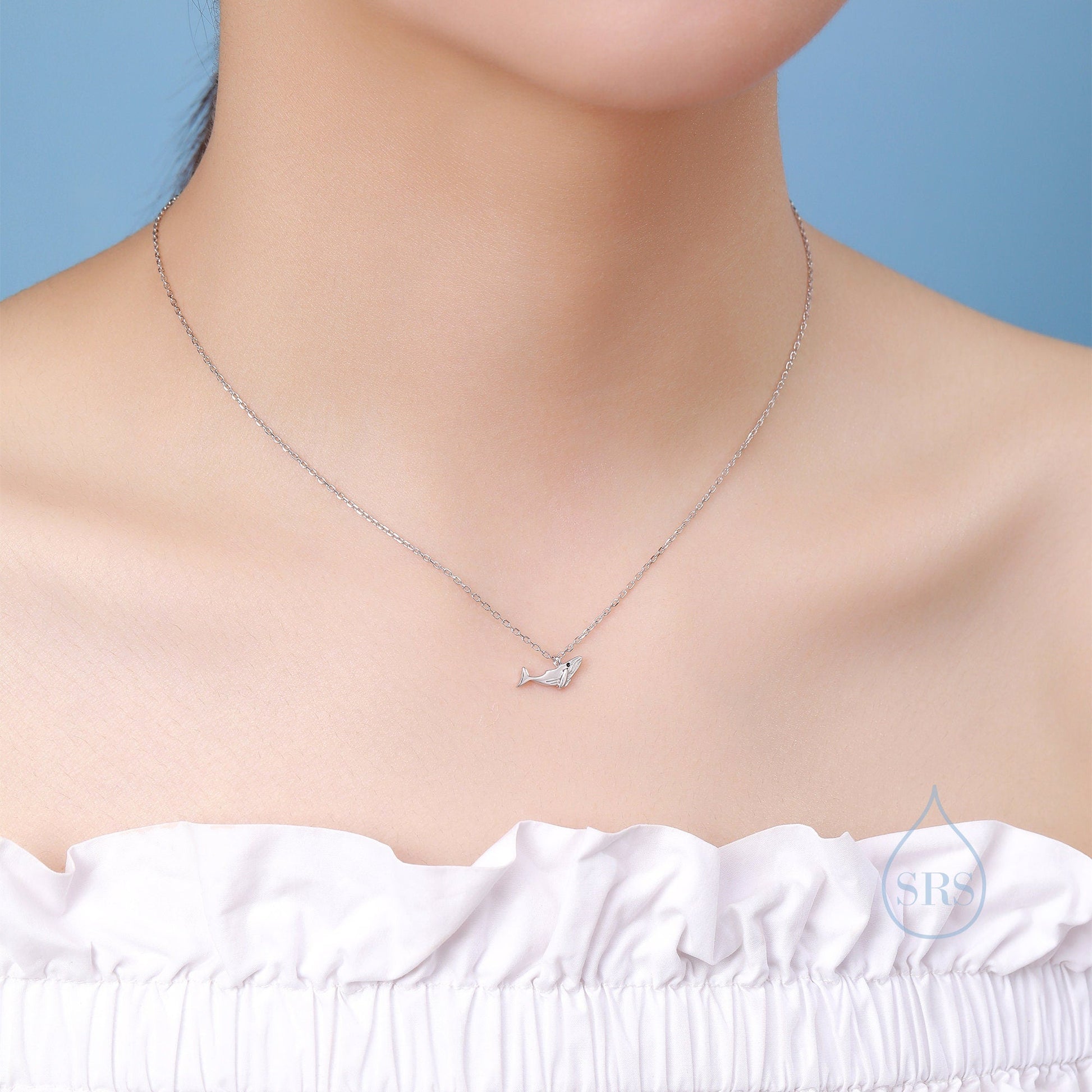 Whale Pendant Necklace in Sterling Silver, Dainty Whale Fish Necklace, Whale Necklace