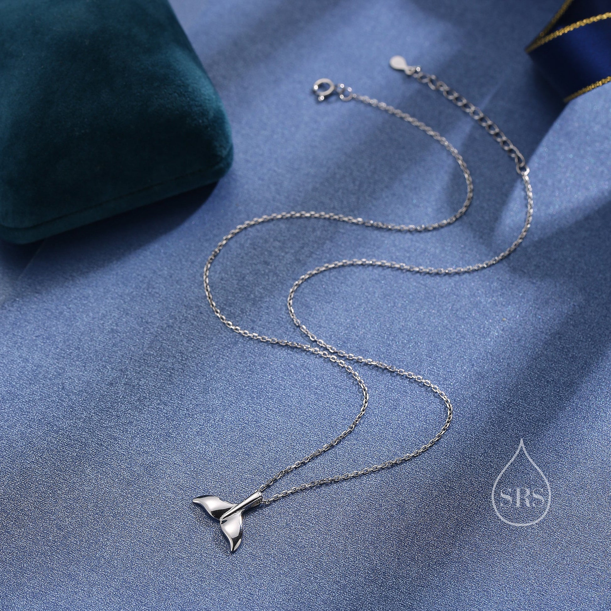 Whale Tail Pendant Necklace in Sterling Silver, Cute Whale Tail Necklace, Silver Whale Tail Necklace, Fish Tail Necklace