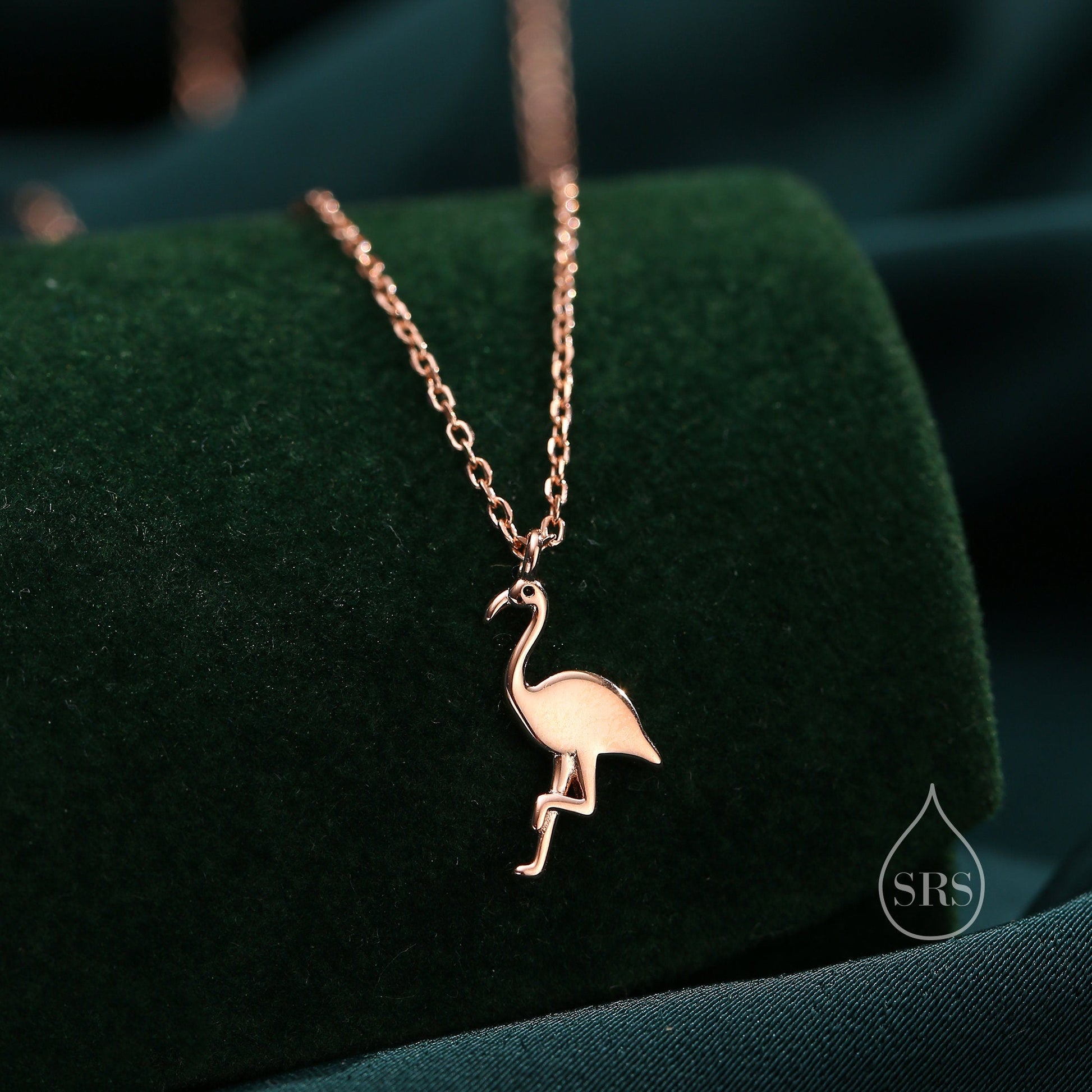Flamingo Pendant Necklace in Sterling Silver, Flamingo Bird Necklace, Silver or Rose Gold - Cute Quirky and Fun Jewellery
