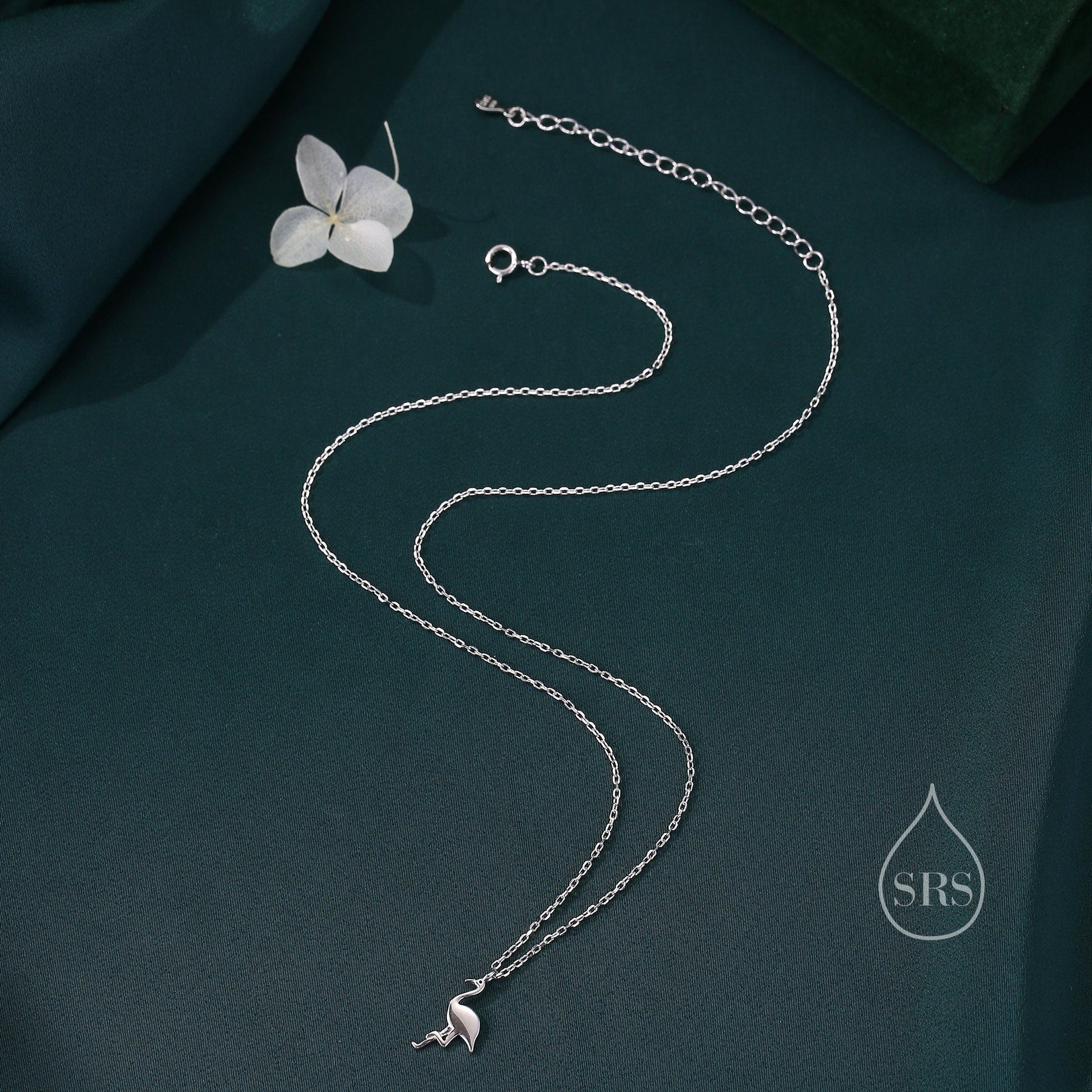 Flamingo Pendant Necklace in Sterling Silver, Flamingo Bird Necklace, Silver or Rose Gold - Cute Quirky and Fun Jewellery
