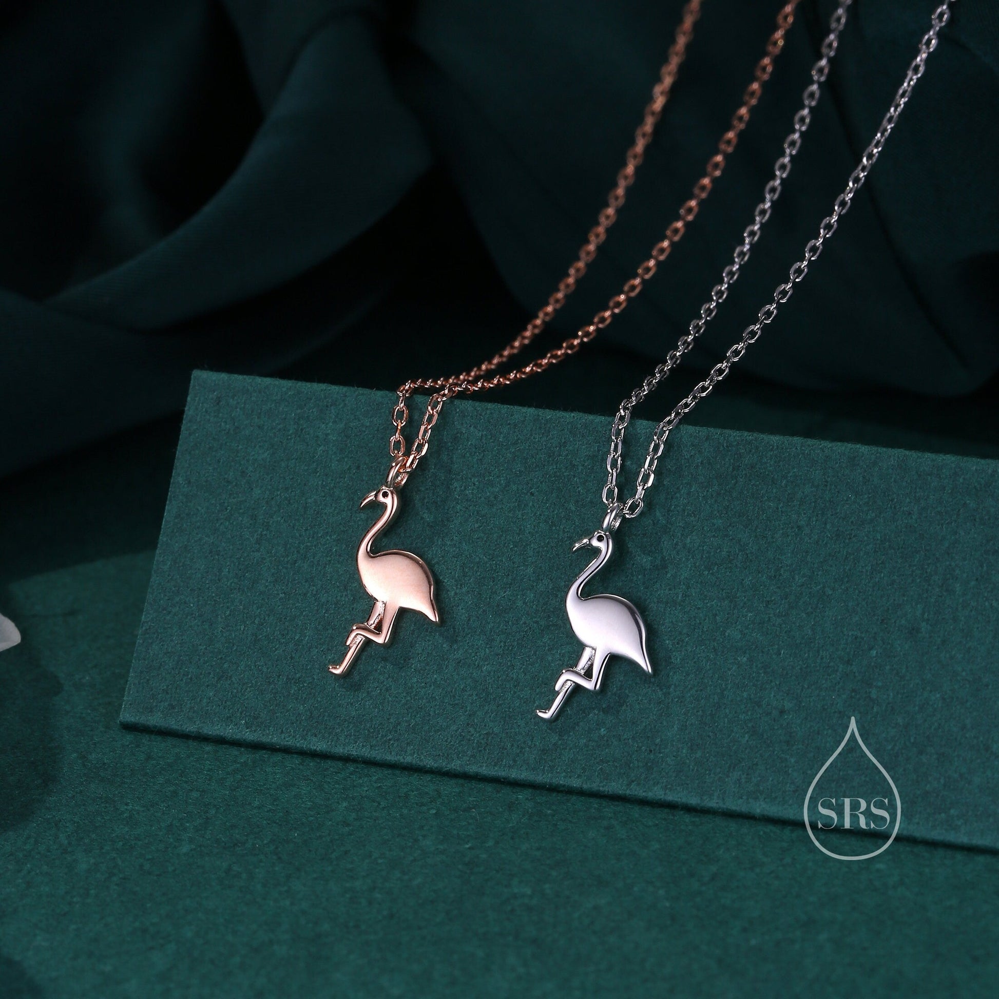 Flamingo Pendant Necklace in Sterling Silver, Flamingo Bird Necklace, Silver or Rose Gold - Cute Quirky and Fun Jewellery