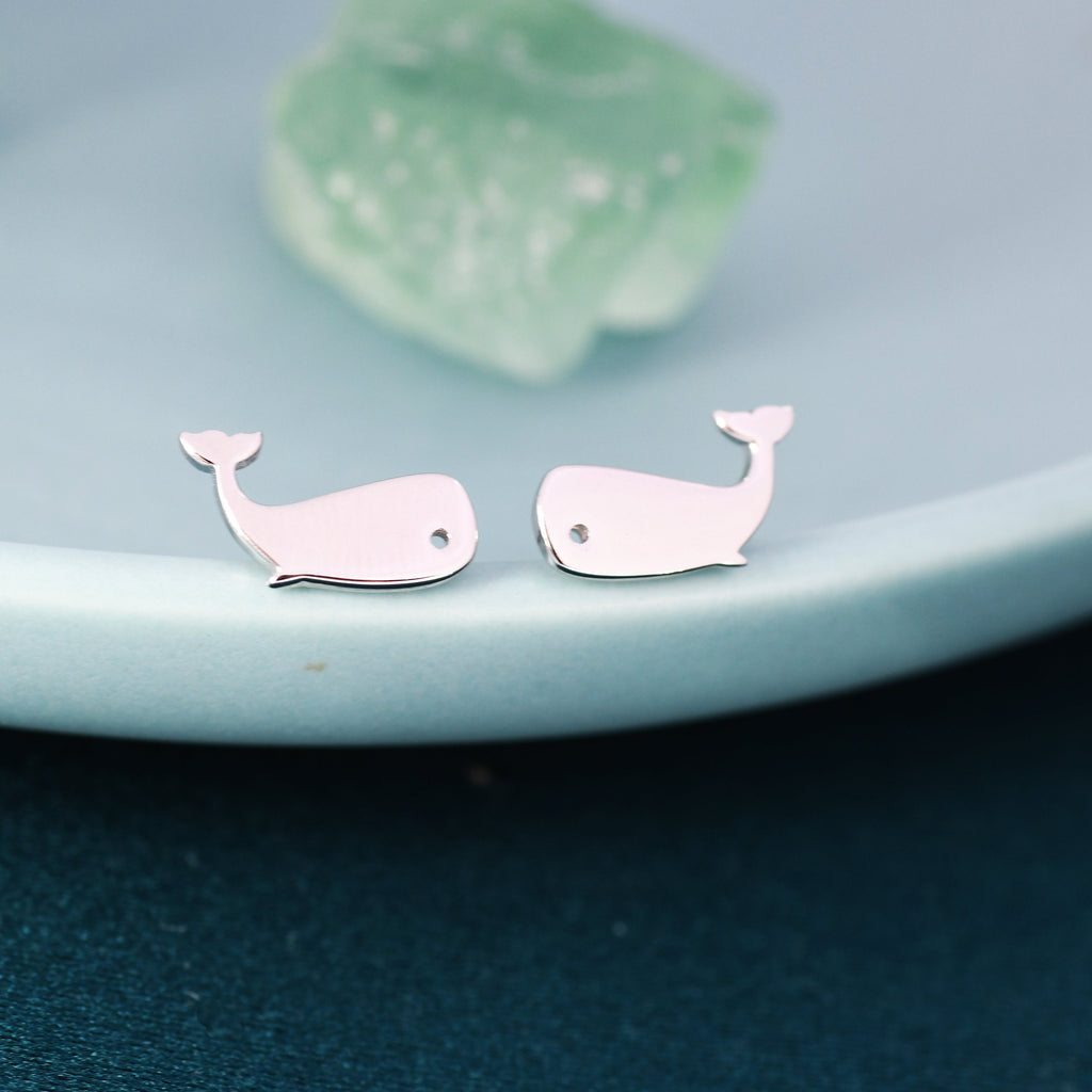 Little Whale Fish Stud Earrings in Sterling Silver, Cute Fun Quirky Animal Jewellery, Gift for Her, Animal Lover,  Nature Inspired