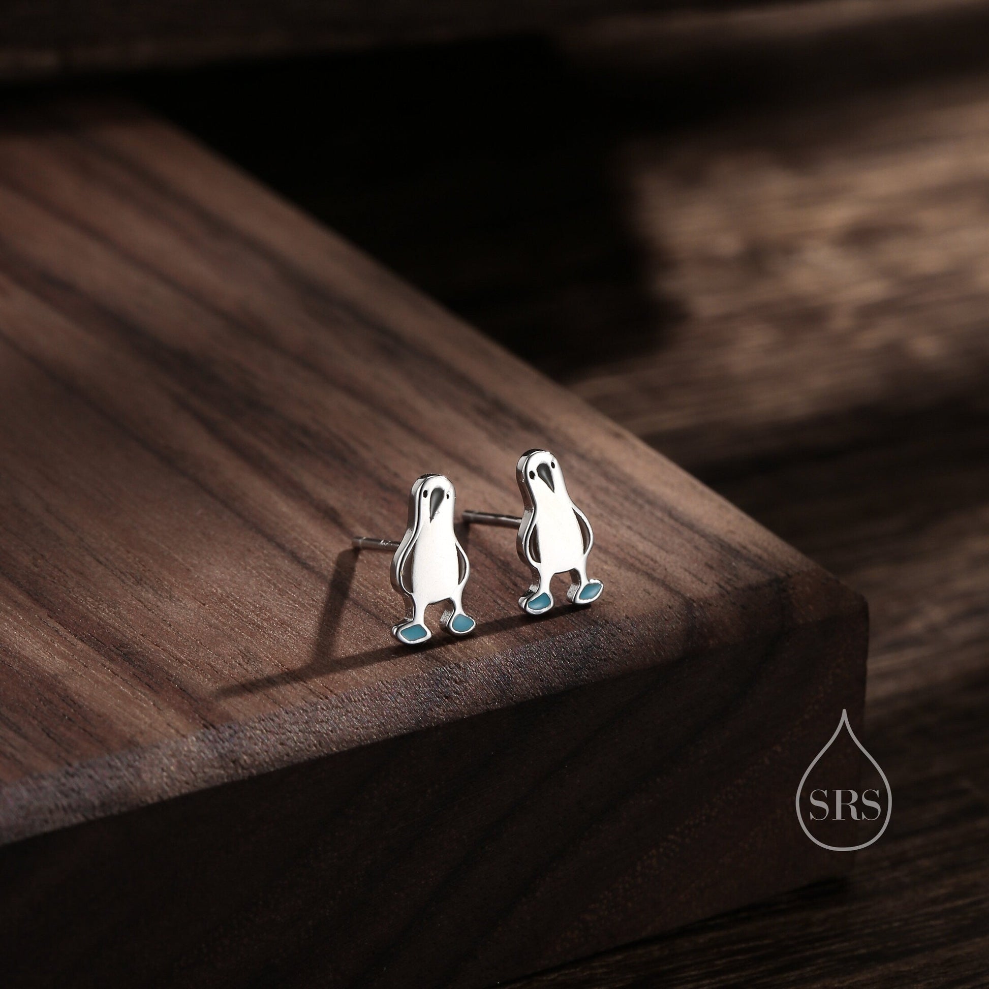 Sterling Silver Blue Footed Boobie Bird Earrings and Necklace Set, Fun and Quirky Bird Jewellery, Gift Set with one Gift box packing