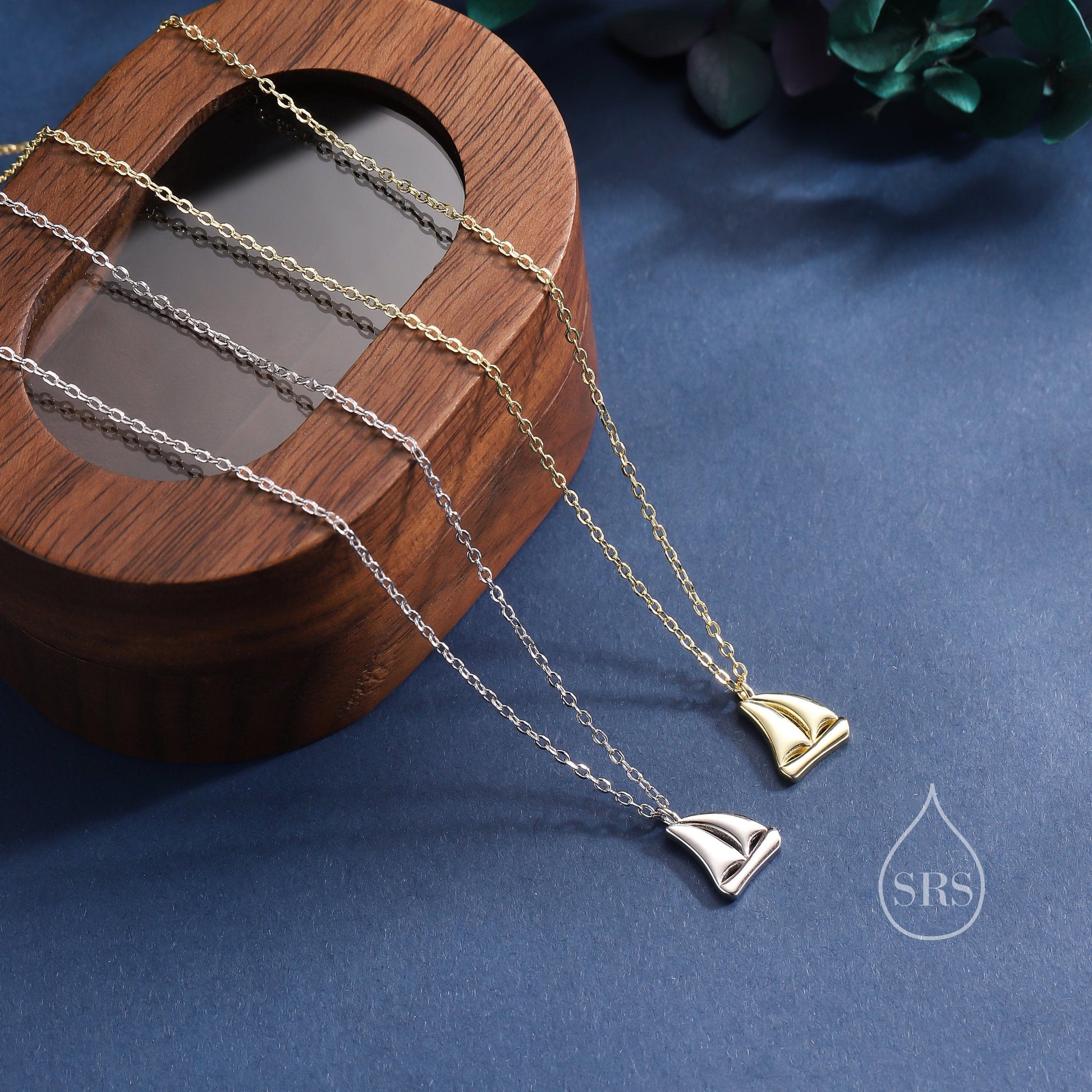 Sailing Boat Pendant Necklace in Sterling Silver, Silver or Gold, Boat Necklace, Sterling SIlver Boat Pendant