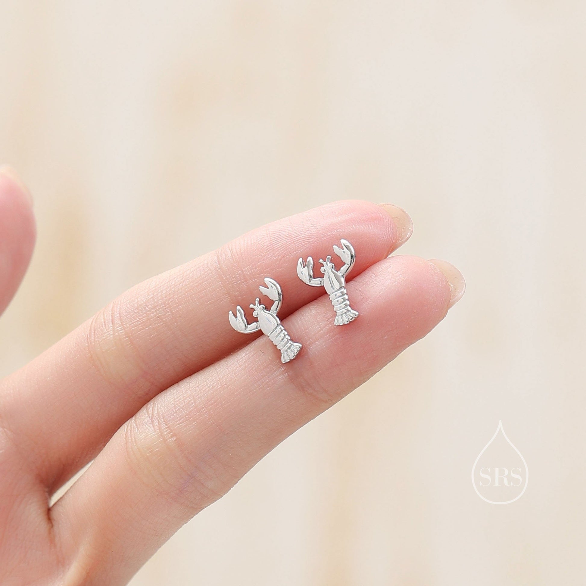 Sterling Silver Lobster Stud Earrings, Ocean Creature Earrings, Cute and Quirky
