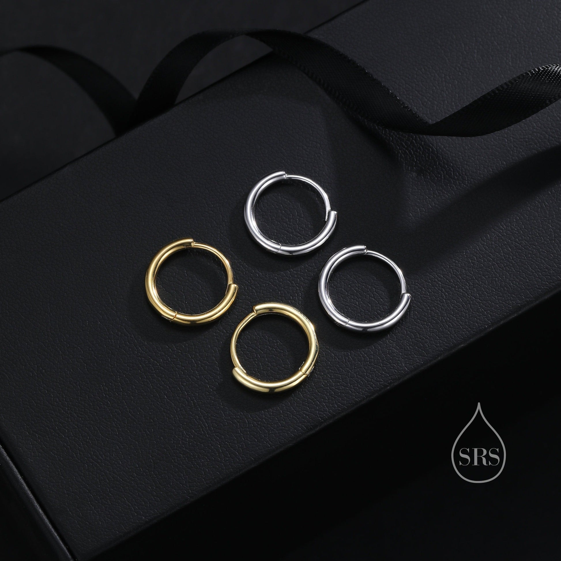 Minimalist Huggie Hoop Earrings in Sterling Silver, 6mm to 18mm Hoops, Various Sizes, Skinny Hoops, Silver or Gold, Simple Hoop Earrings