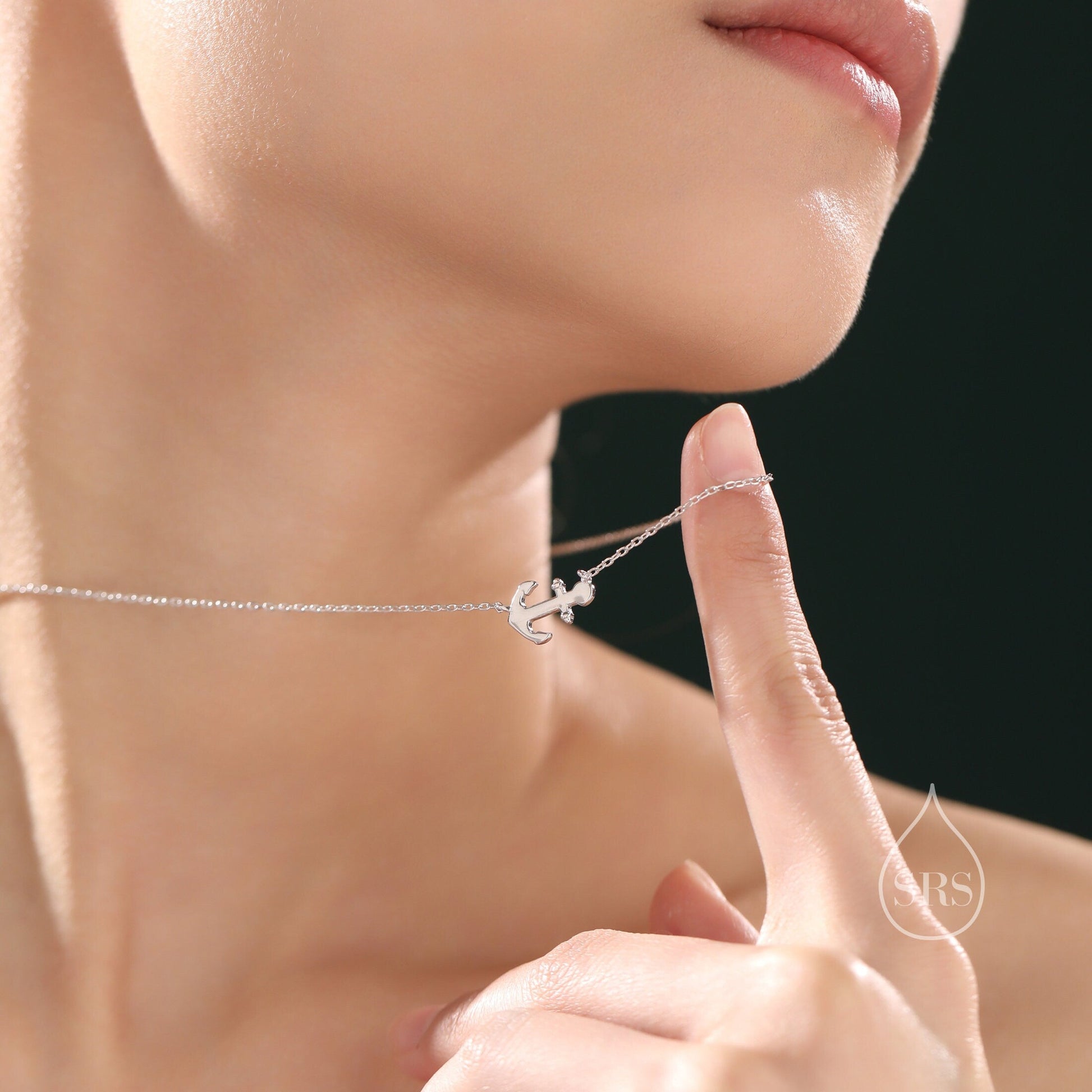 Dainty Anchor Pendant Necklace in Sterling Silver, Silver or Gold or Rose Gold, Anchor Necklace in Silver