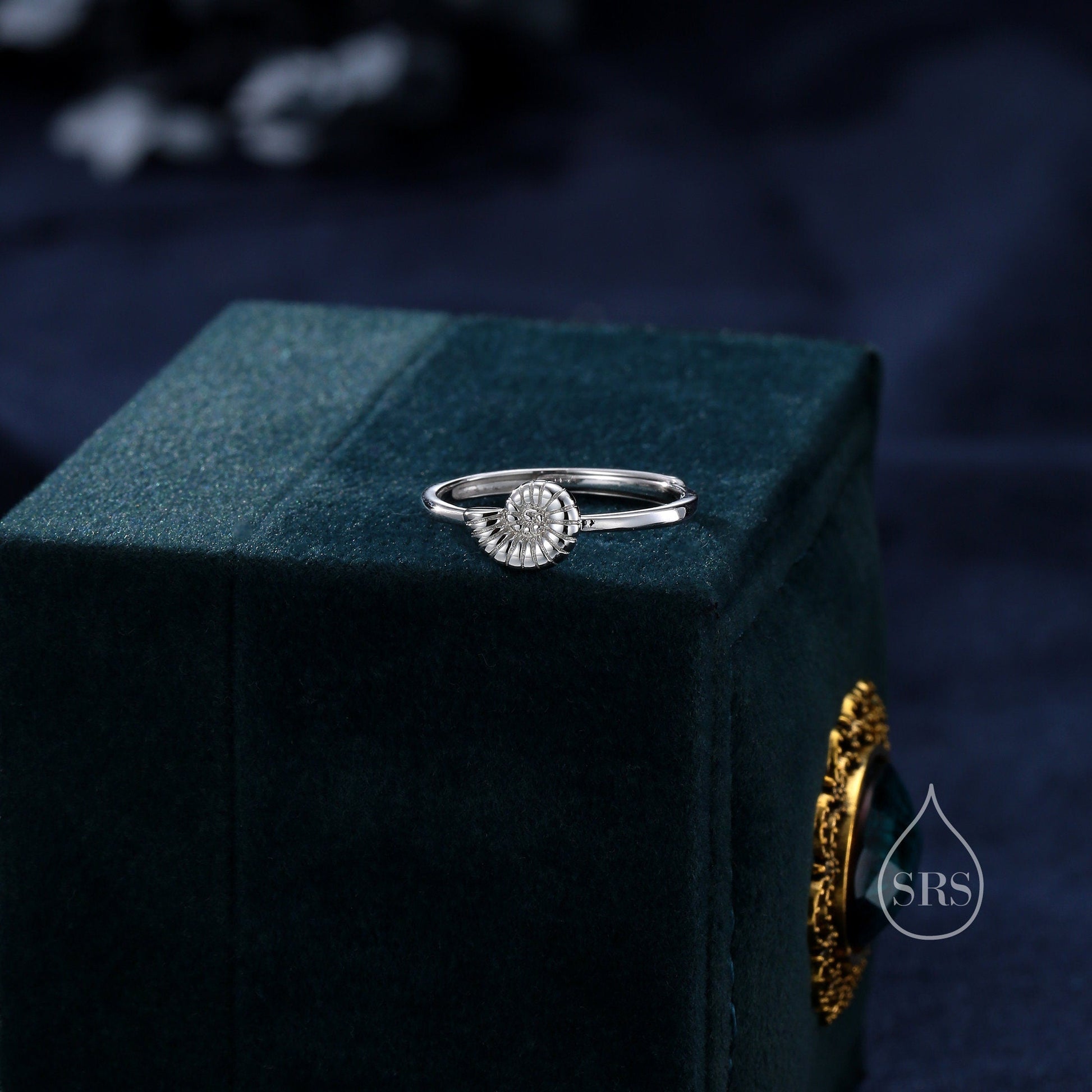 Sterling Silver Cute Little Ammonite Ring, Adjustable Size, Cute Ammonite Shell Ring, Dainty and Delicate, Shell Fossil Ring
