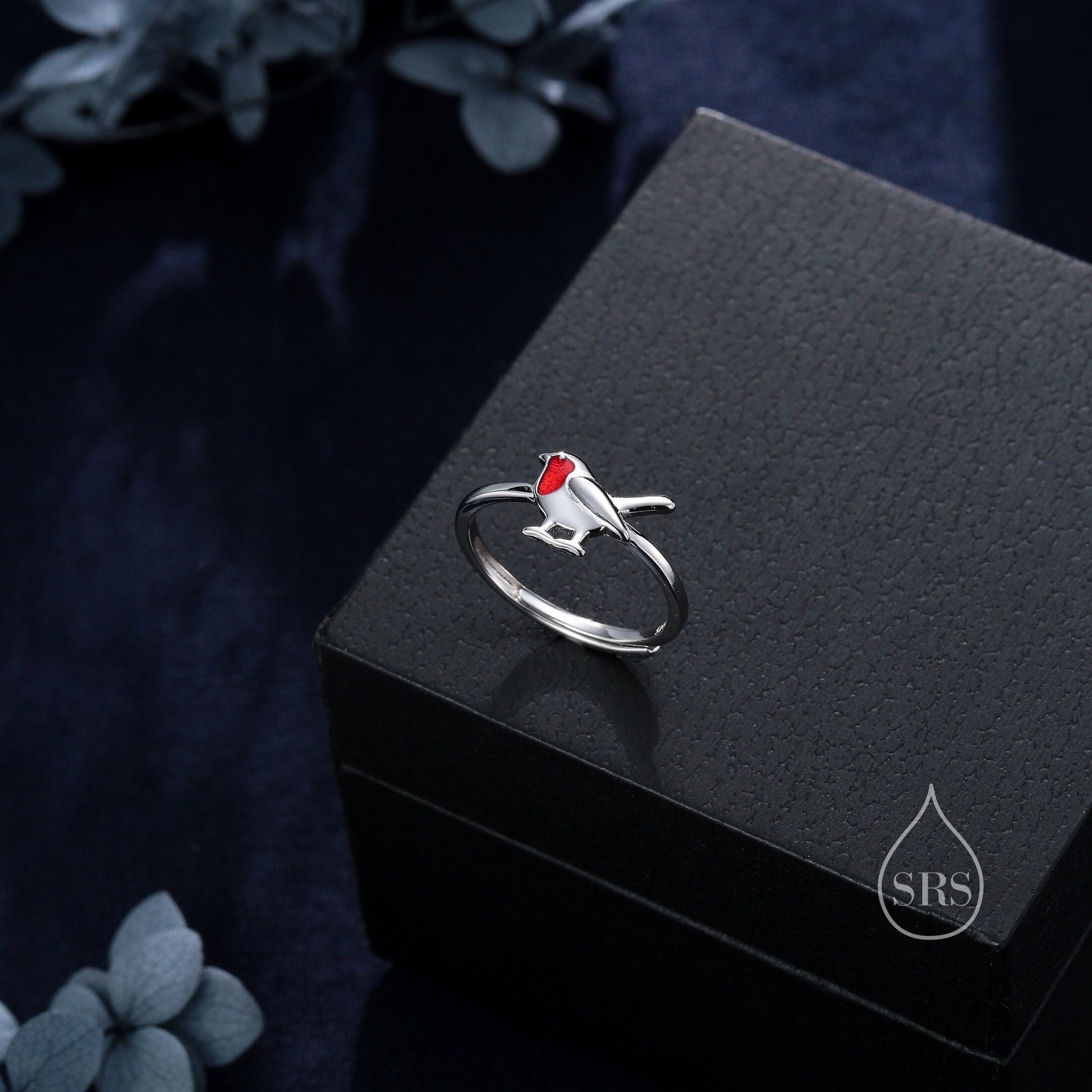 Sterling Silver Robin Bird Ring, Adjustable Size, Cute Robin Jewellery, Dainty and Delicate, Robin Ring