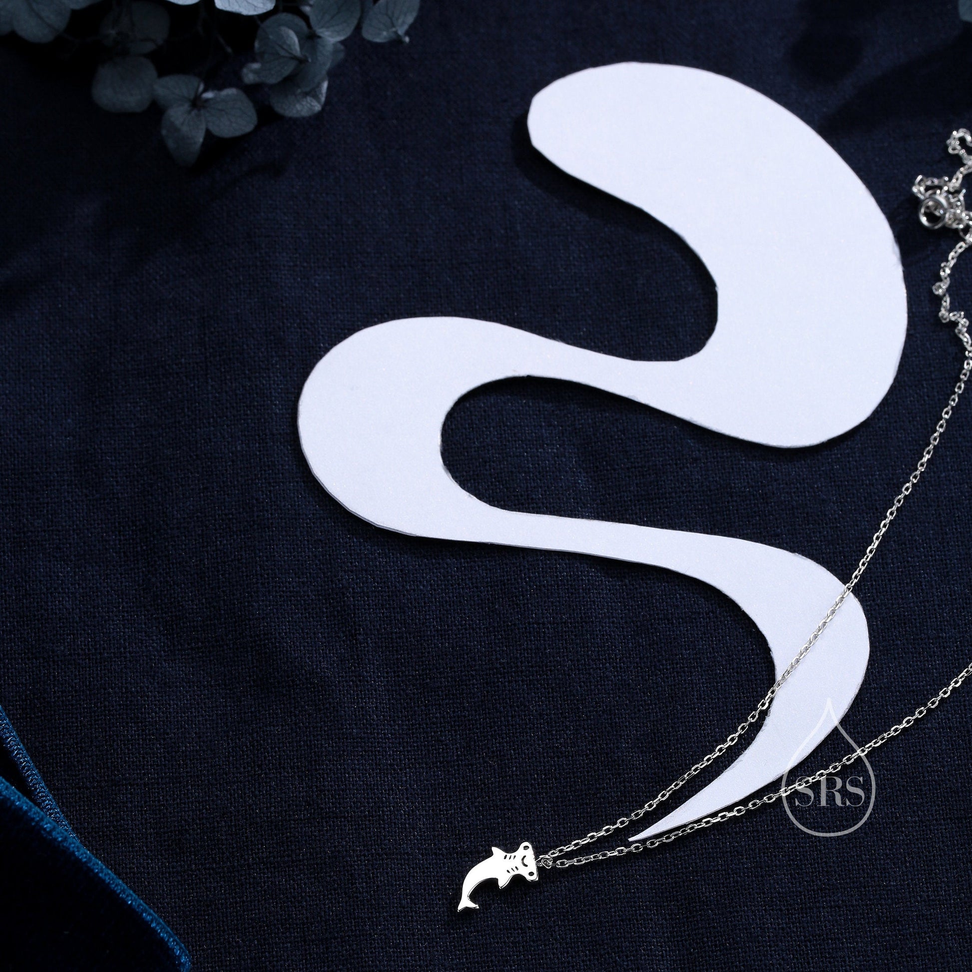 Tiny Smiling Hammerhead Shark Pendant Necklace in Sterling Silver, Silver or gold, Shark Necklace, Shark Fish Necklace, Cute Fish Necklace