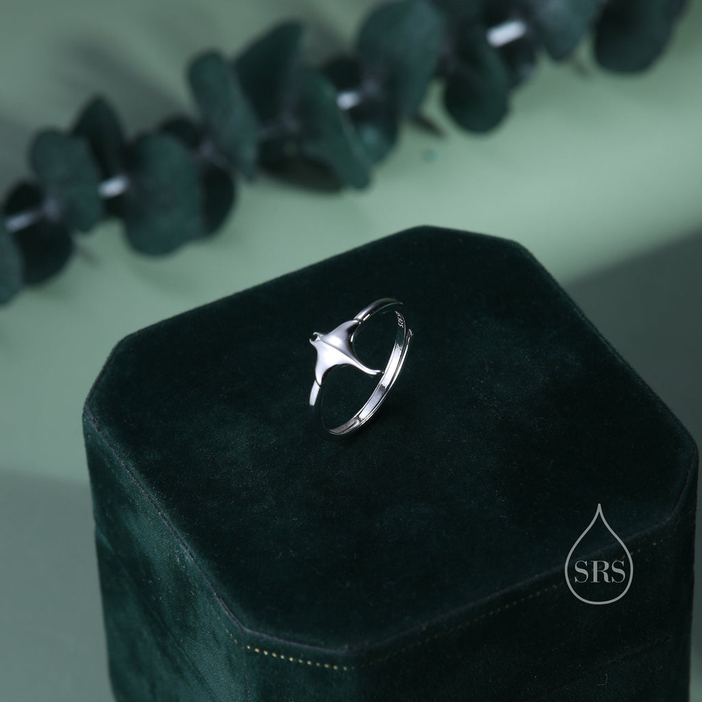Tiny Manta Ray Ring in Sterling Silver, Adjustable Size, Manta Ray Fish Ring, Sterling Silver Stingray Ring.