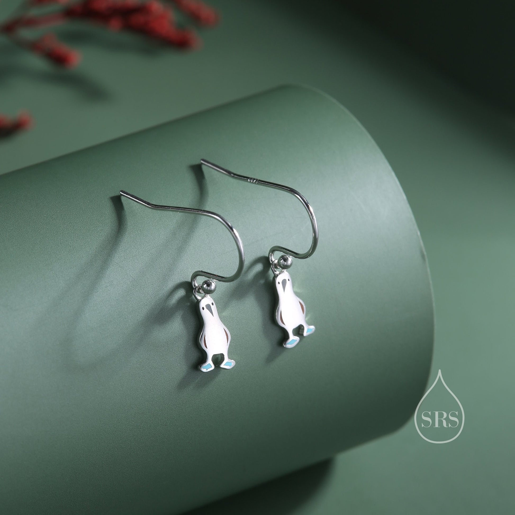 Sterling Silver Blue Footed Boobie Bird Earrings and Necklace Set, Fun and Quirky Bird Jewellery, Gift Set with one Gift box packing
