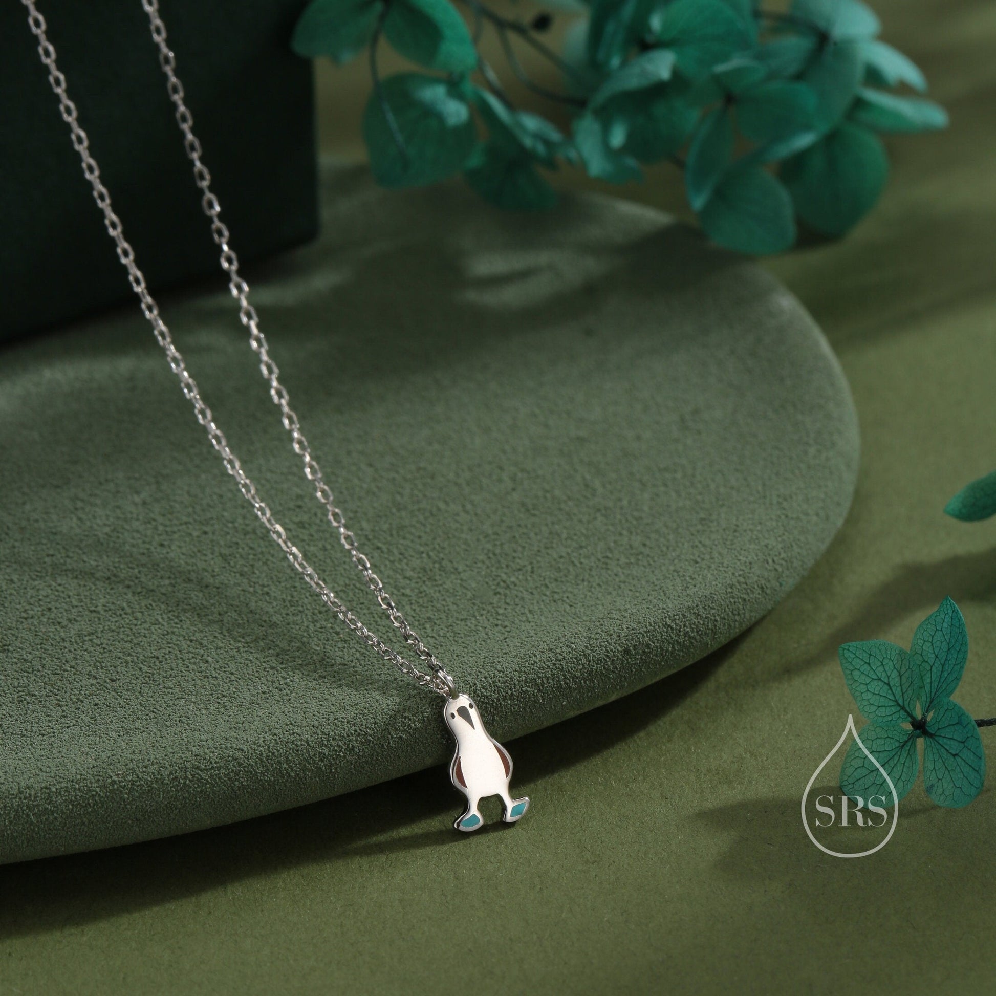 Sterling Silver Blue Footed Boobie Bird Earrings and Necklace Set, Fun and Quirky Bird Jewellery, Gift Set with one Gift box packing