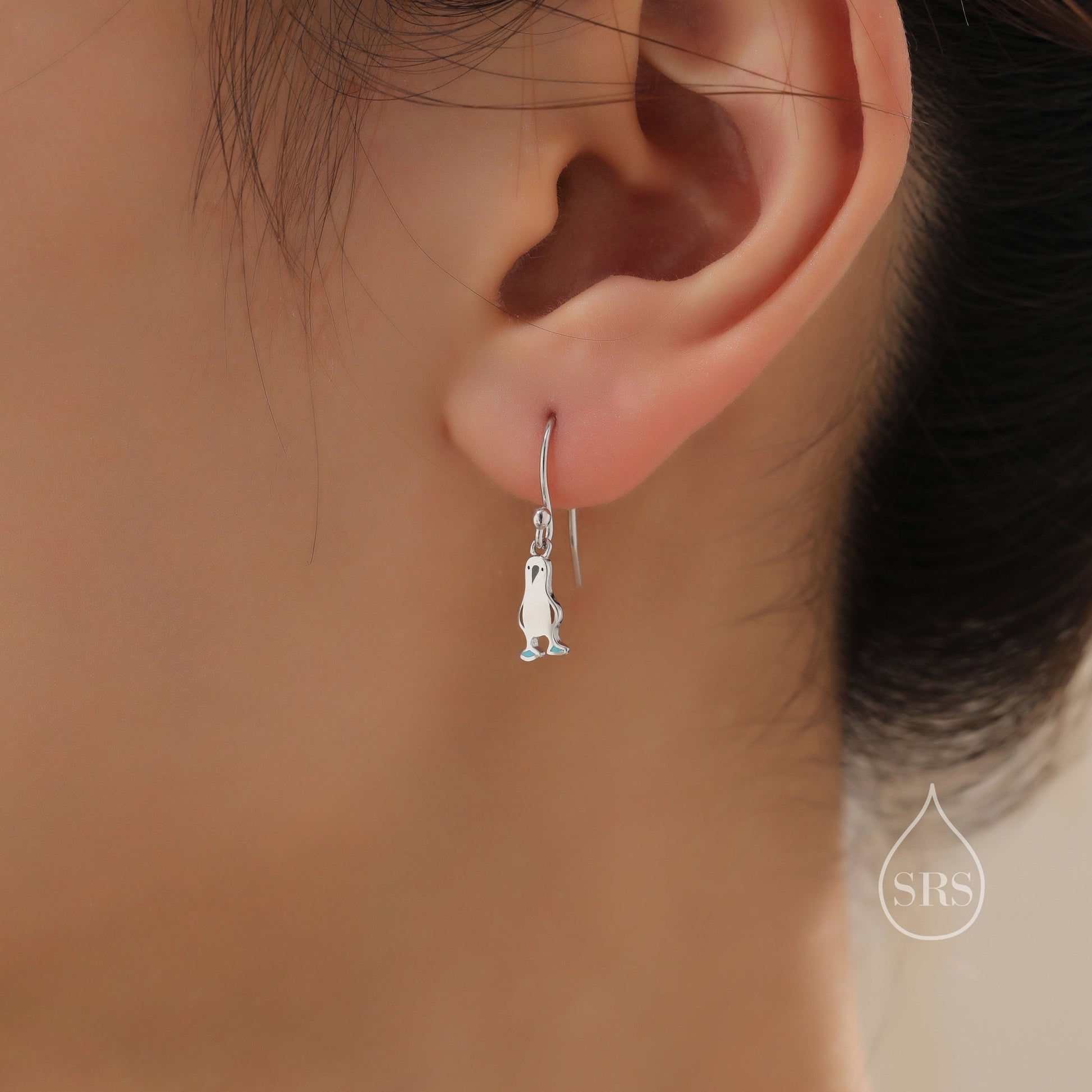 Sterling Silver Blue Footed Boobie Bird Earrings and Necklace Set, Fun and Quirky Bird Jewellery, Gift Set with one Gift box packing