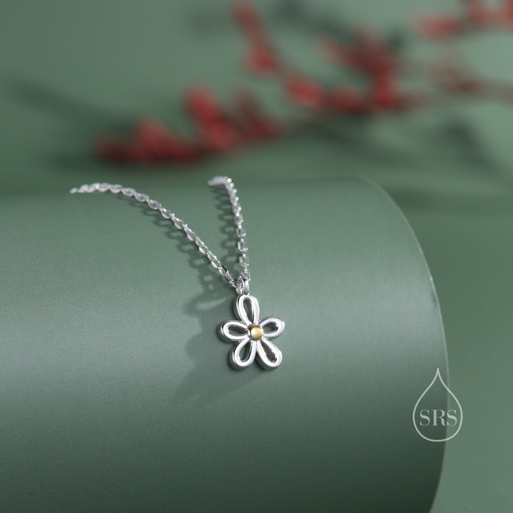Sterling Silver Dainty Forget-me-not Flower Stud Earrings and Necklace Set, Gift Set with One Gift Box Packing
