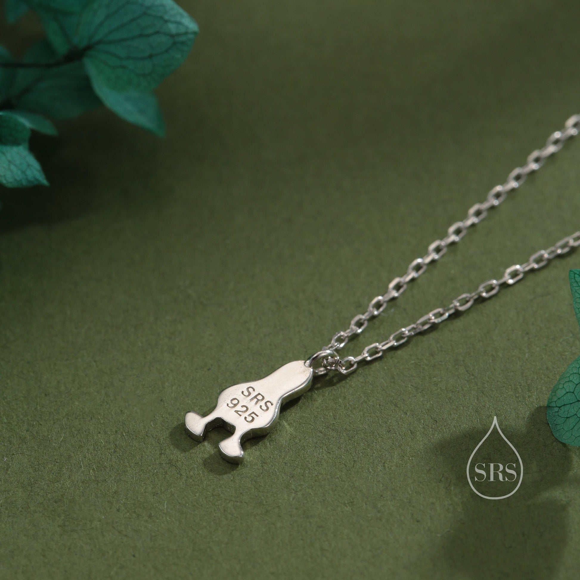 Blue Footed Boobie Bird Pendant Necklace in Sterling Silver with Enamel, Silver Boobie Bird Pendant, Nature Inspired Bird Necklace