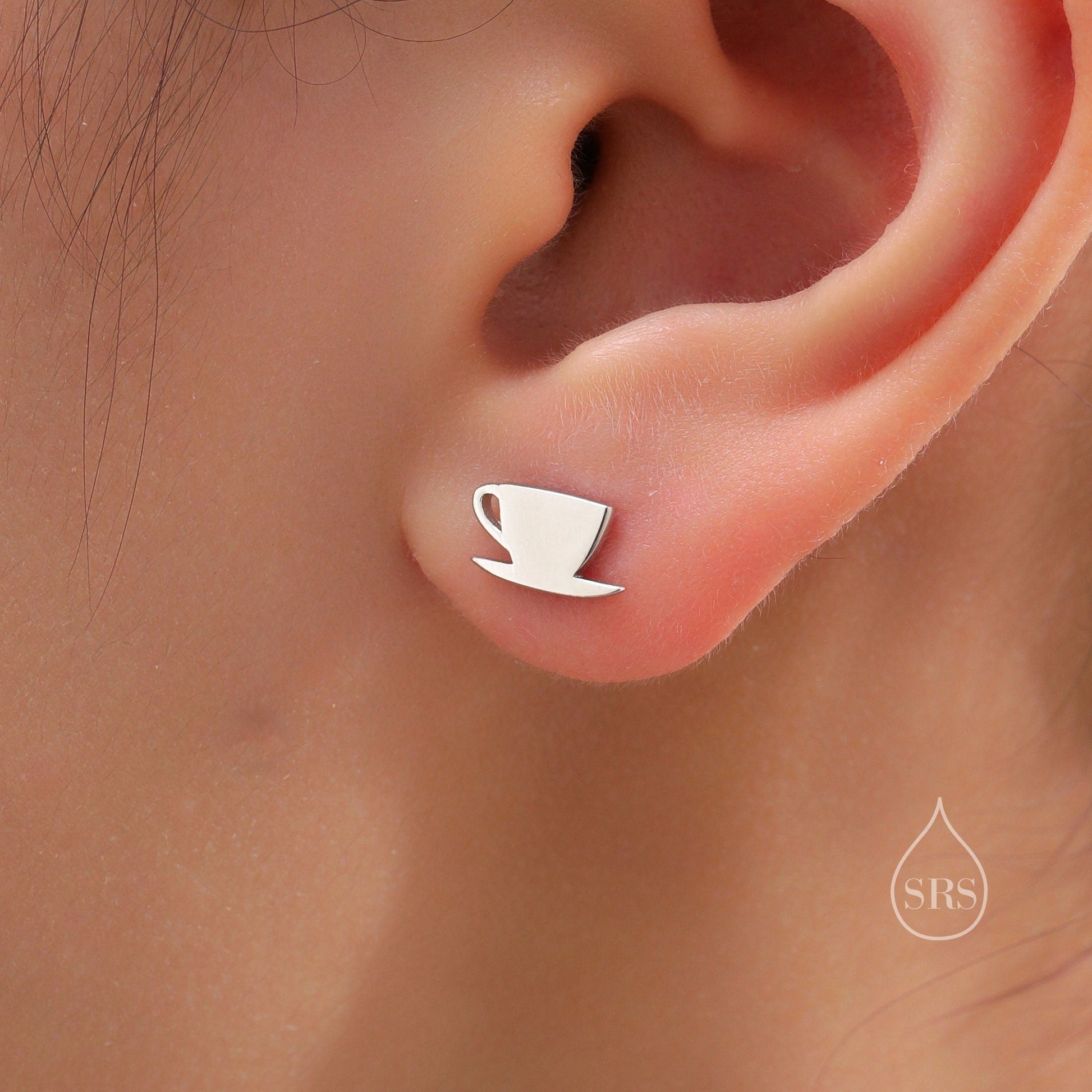 Mismatched Teapot and Tea Stud Earrings in Sterling Silver, Silver or Gold or Rose Gold,  Asymmetric Teacup Earrings,
