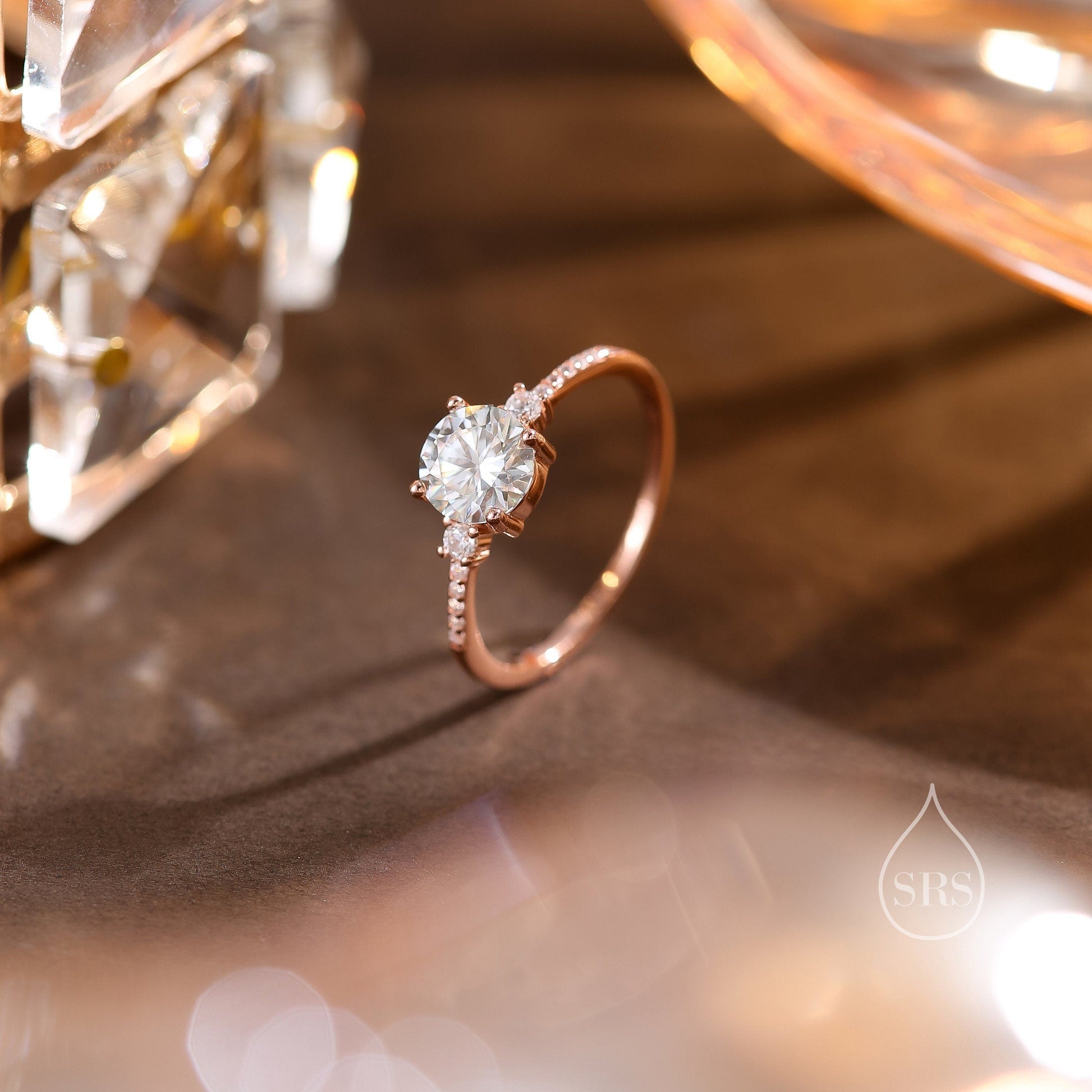 1 Carat Moissanite Ring in Sterling Silver, Silver,  Gold or Rose Gold, Diamond Ring,Engagement Ring, US 5 - 8