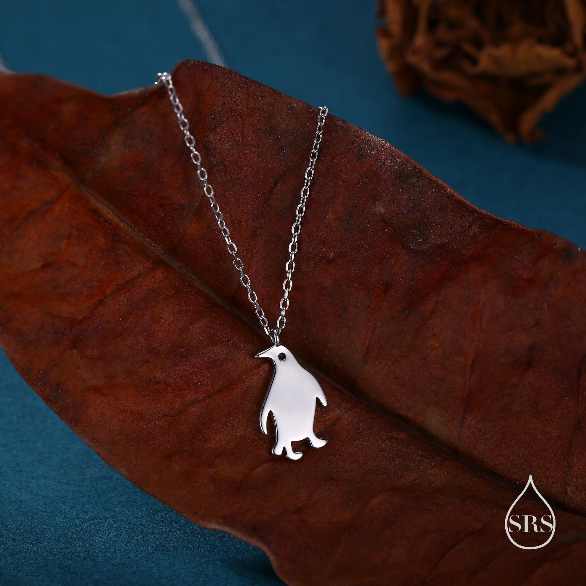 Cute Little Penguin Pendant Necklace in Sterling Silver, Silver or Gold or Rose Gold, Penguin Necklace in Silver, Bird Necklace