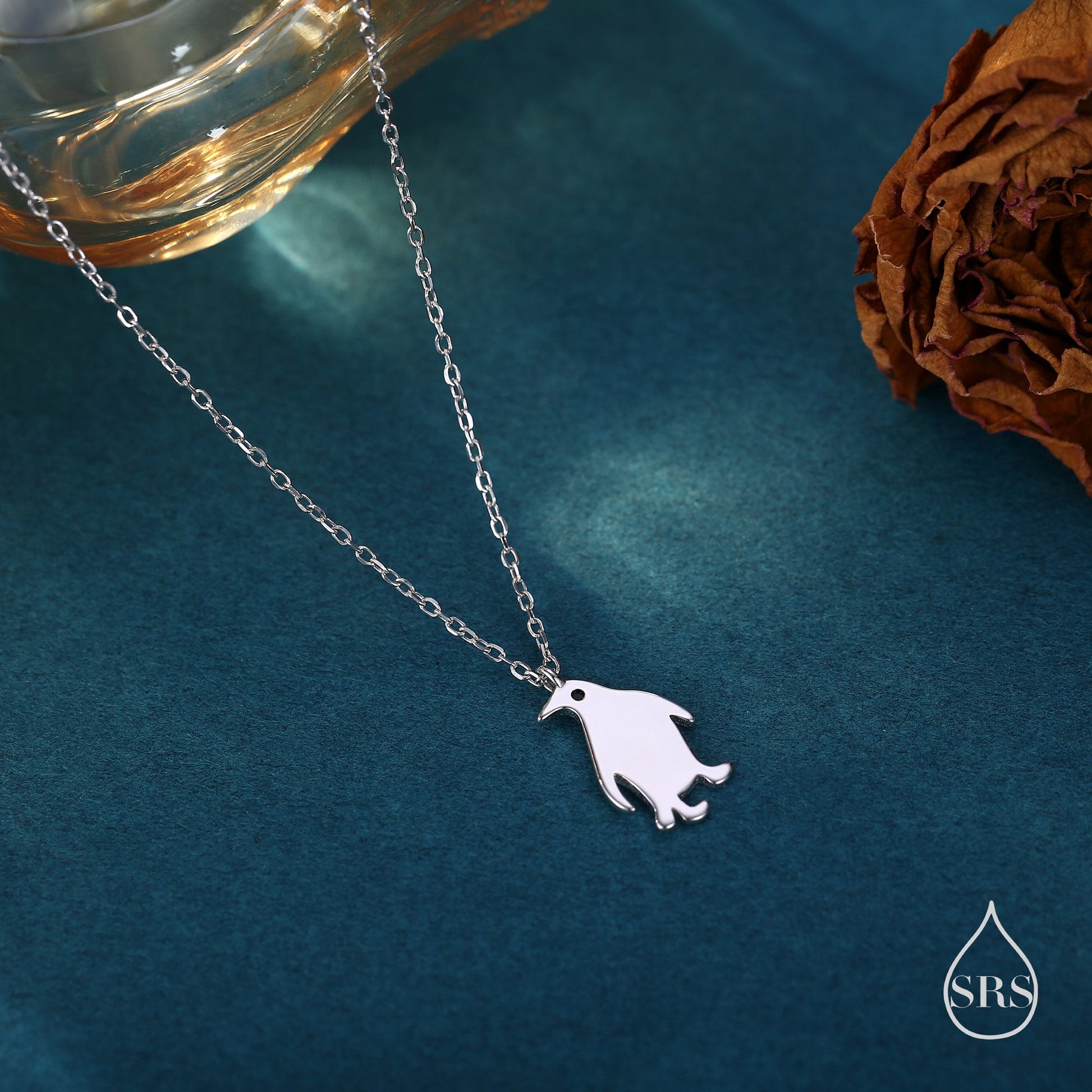 Cute Little Penguin Pendant Necklace in Sterling Silver, Silver or Gold or Rose Gold, Penguin Necklace in Silver, Bird Necklace
