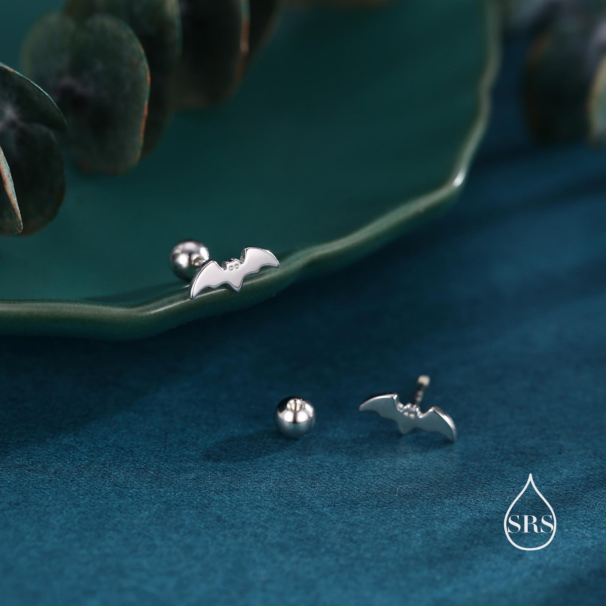 Tiny Bat Screw Back / Flat Back Earrings in Sterling Silver, Silver or Gold or Rose Gold, Bat Earrings, Stacking Earrings, Animal Earrings