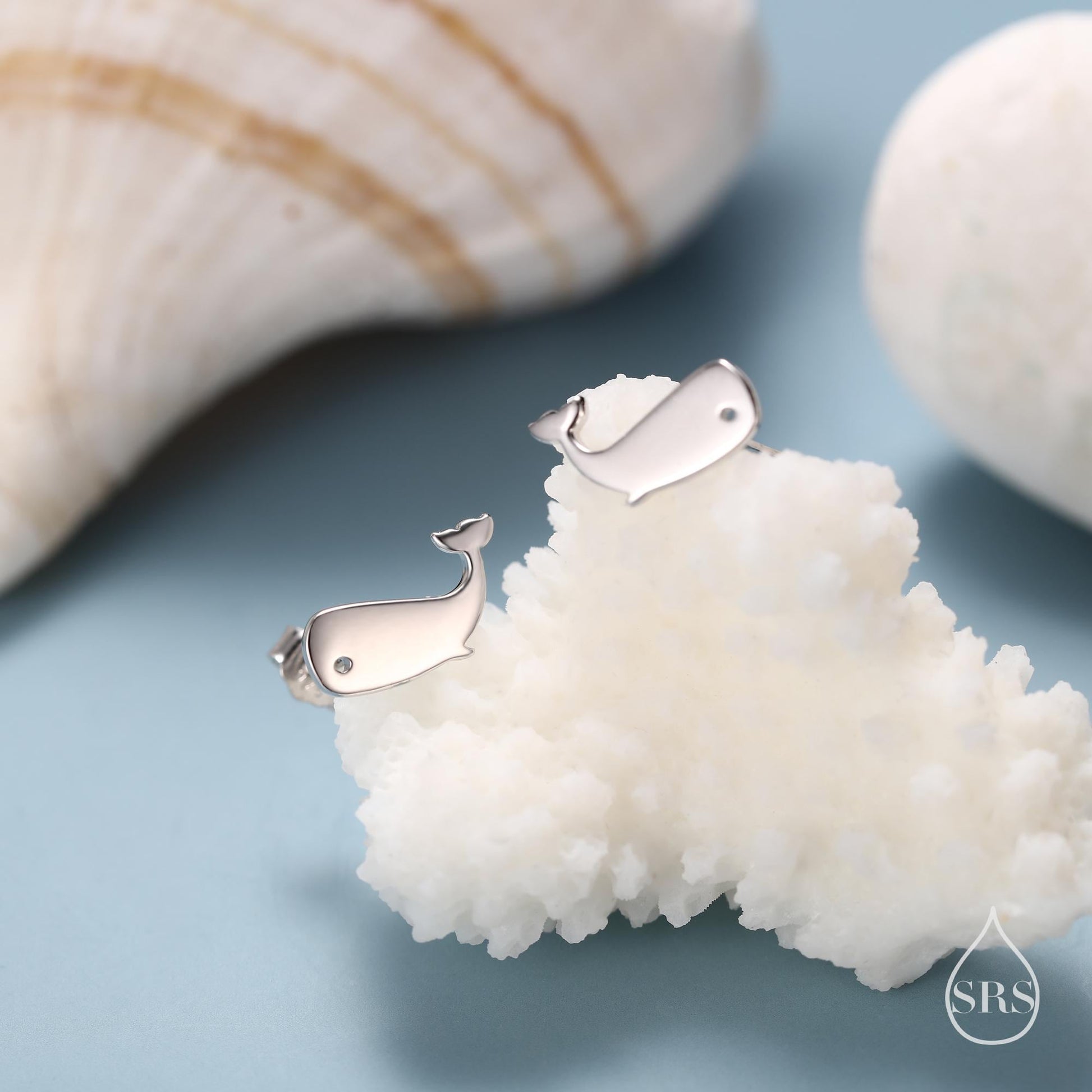 Little Whale Fish Stud Earrings in Sterling Silver, Cute Fun Quirky Animal Jewellery, Gift for Her, Animal Lover,  Nature Inspired