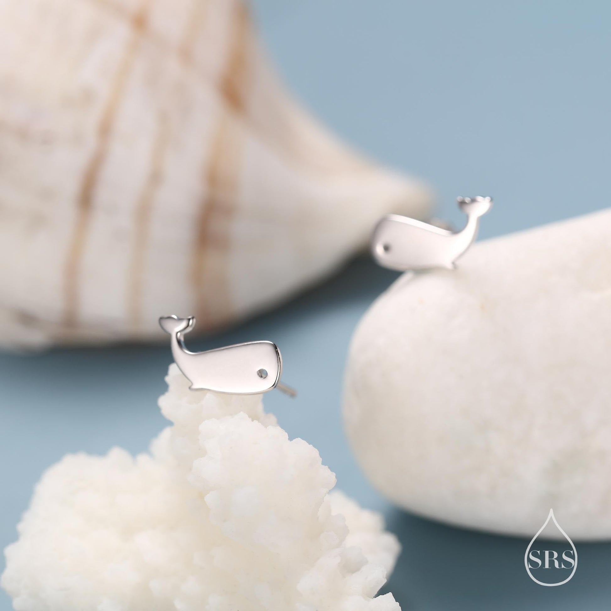 Little Whale Fish Stud Earrings in Sterling Silver, Cute Fun Quirky Animal Jewellery, Gift for Her, Animal Lover,  Nature Inspired