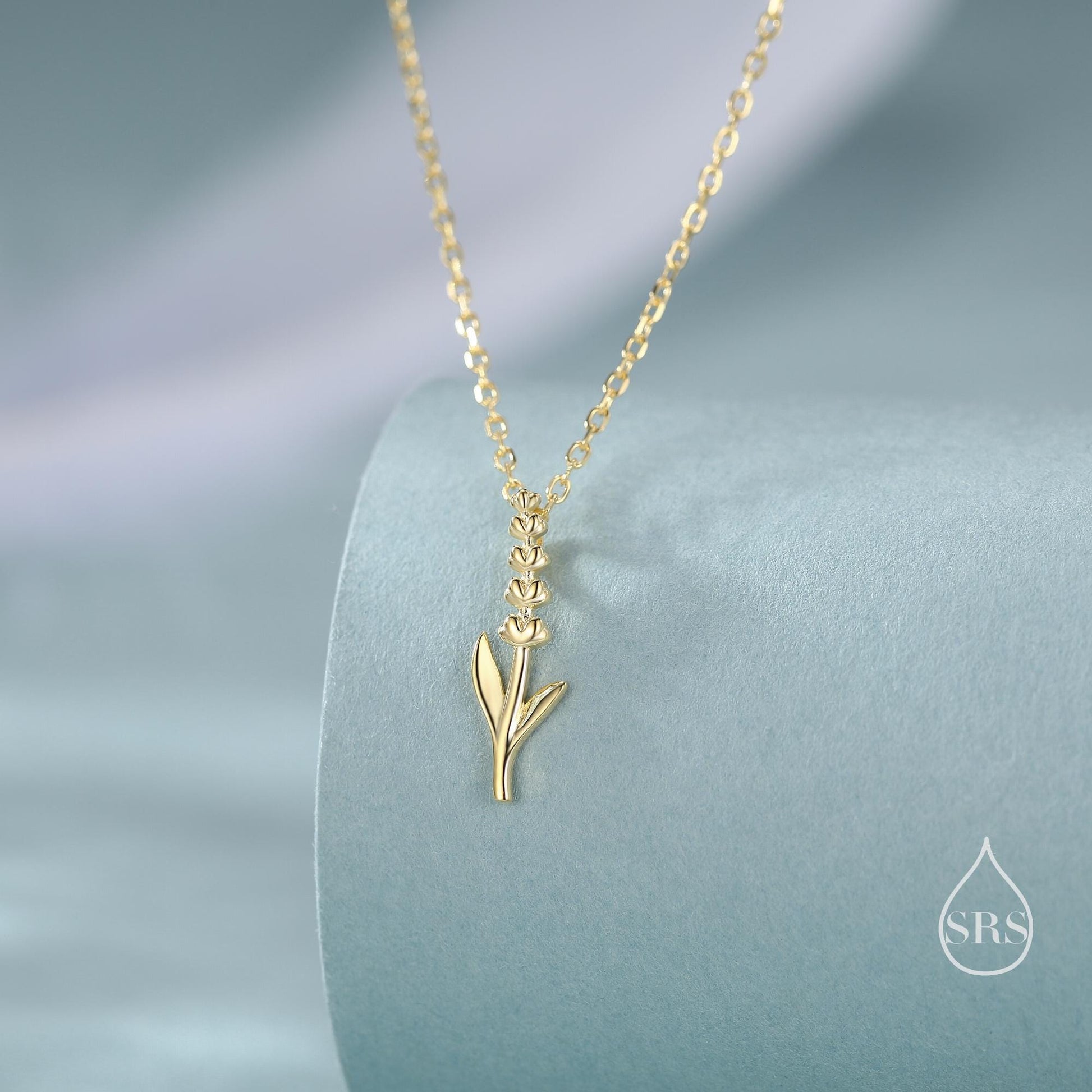 Extra Tiny Lavender Stud Earrings and Pendant Necklace in Sterling Silver, Silver or Gold or Rose Gold, Gift Set with One Gift Box Packing